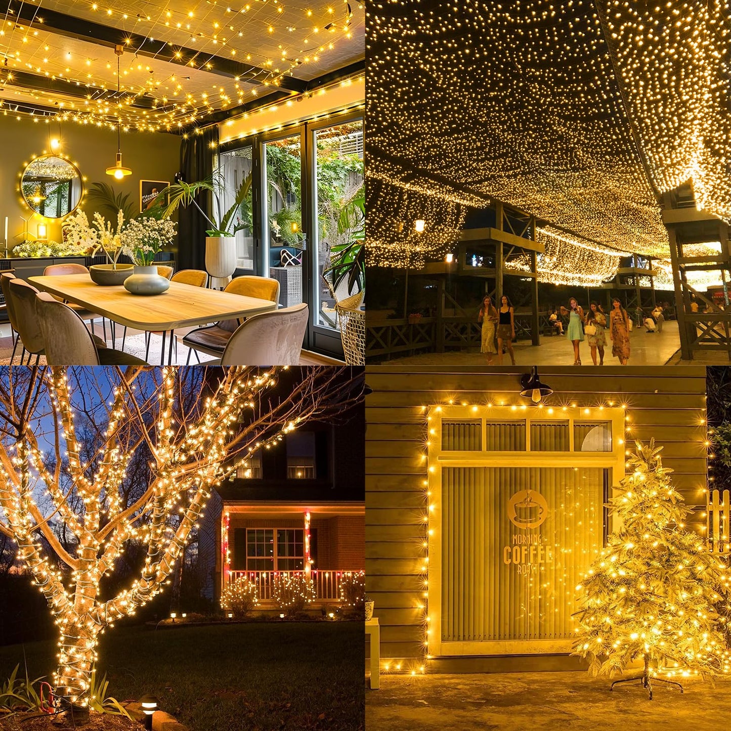KNONEW 600ft 1500 LED Christmas String Lights Outdoor 8 Lighting Modes & Timer Dimmable Fairy Light Plug in Waterproof for Xmas Roof Yard Tree Wedding Party Holiday Decorations (Warm White)