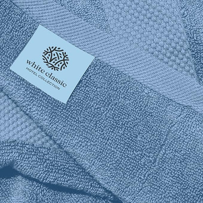 White Classic Luxury Light Blue Hand Towels