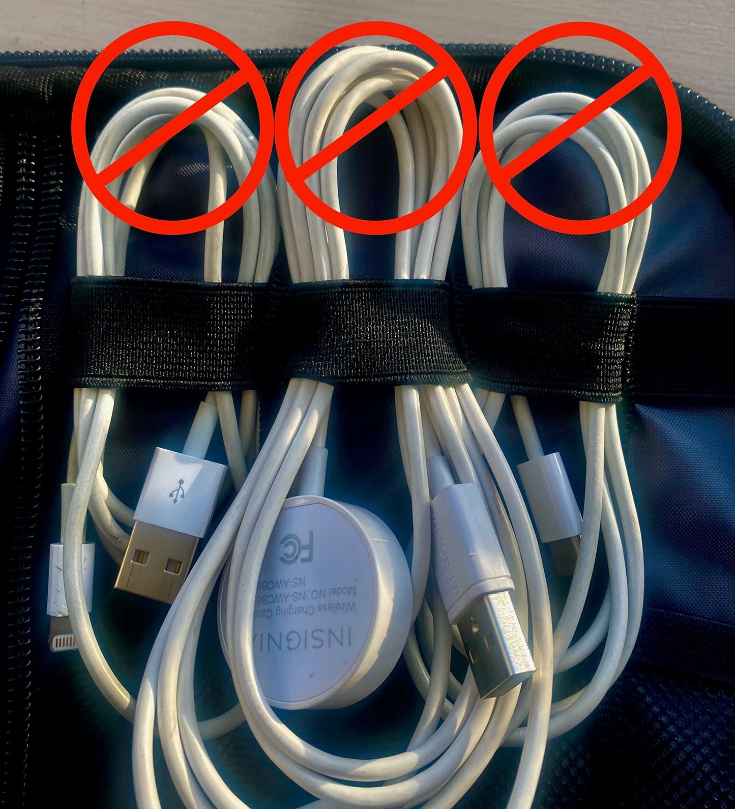 Cable Caddies USB Cable Organizer Pouches, Color Coded Travel Cable Management Bags, 10 Pack