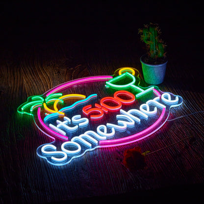 Its 5 00 O'clock Some Where Neon Sign for Wall Décor Dimmable LED Man Cave Bar Beer Garage Neon Light USB Powered Neon Art Signs Decor