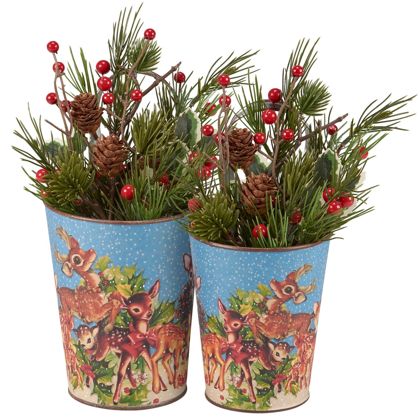 Primitives by Kathy Retro Christmas Deer Wall Bucket Set