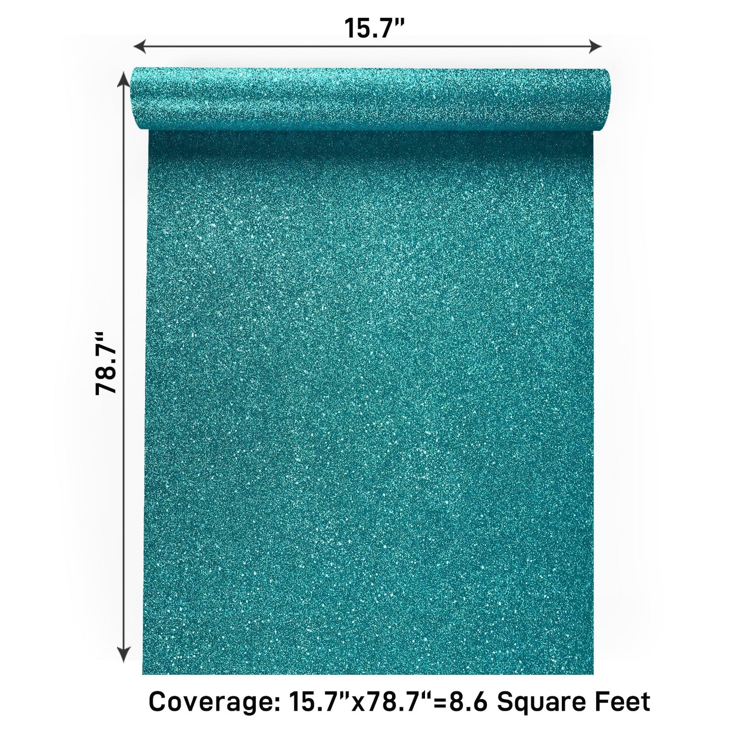 VaryPaper Teal Glitter Wallpaper Stick and Peel Decorative Glitter Contact Paper for Cabinets Craft Removable Self Adhesive Sparkle Teal Wall Paper for Girls Bedroom Accent Wall Covering 15.7''x78.7''