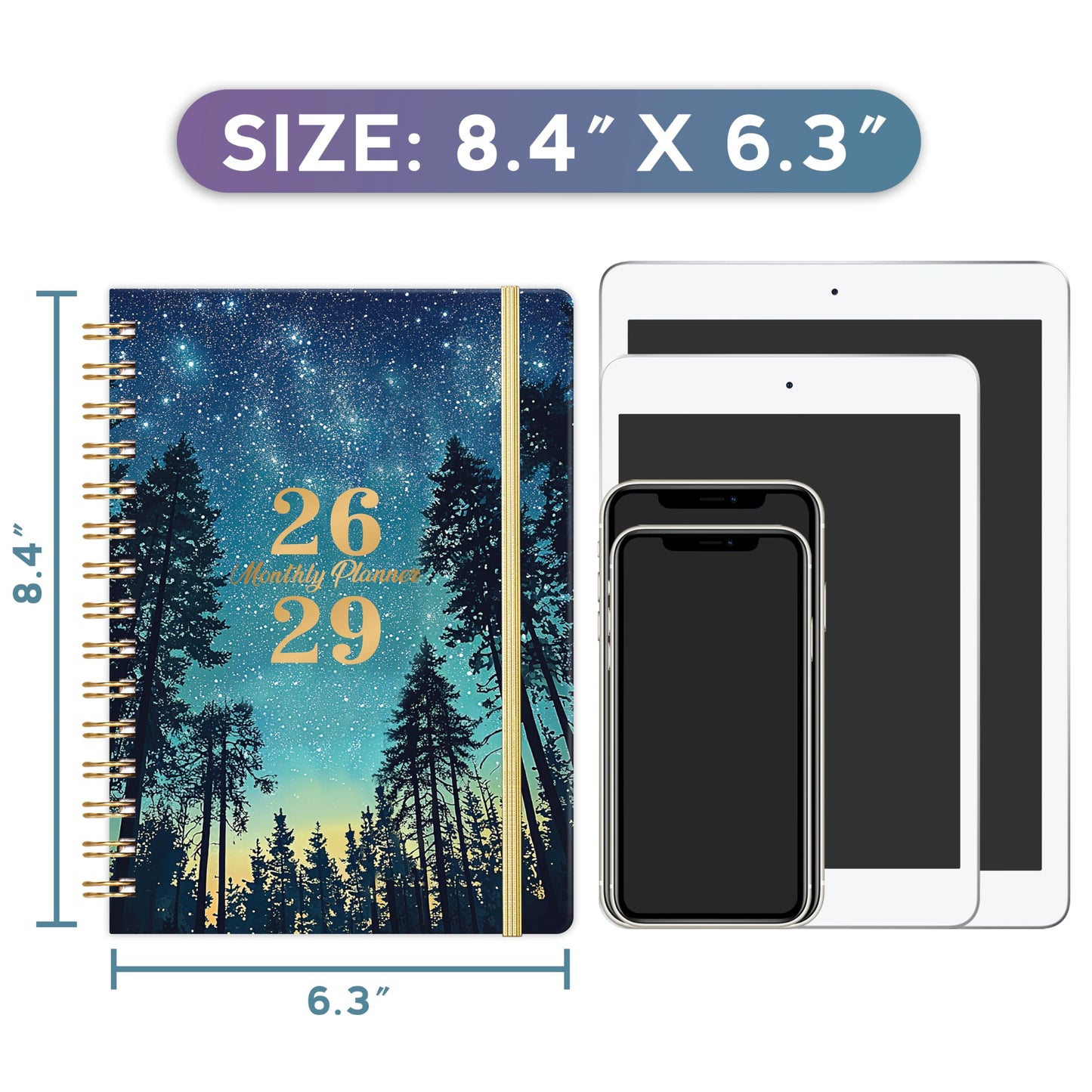 2026-2029 Monthly Planner - Monthly Planner 2026-2029 from July 2026 - June 2029, 3 Year Planner with Tabs and Pocket, 8.5" x 6.4"