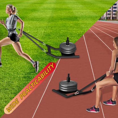 Weight Sled for Training - Heavy Duty Football Sled for Lineman, Sled Pull Workouts, Speed & Strength Training, Football Blocking Sled, Running Sled for Athletes, Weighted Sled for Outdoor & Indoor Workouts (Black)