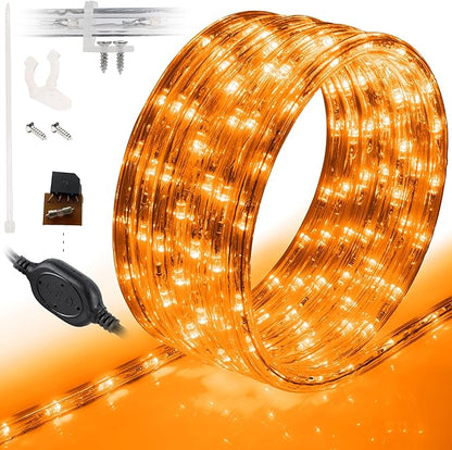 WYZworks 1116LEDs 100ft LED Outside Rope Lights, Outdoor ETL Certified Waterproof Permanent 360 Degree Light Emitting, Flexible Tube, Connectable, Christmas Palm Tree Exterior Landscape, Orange