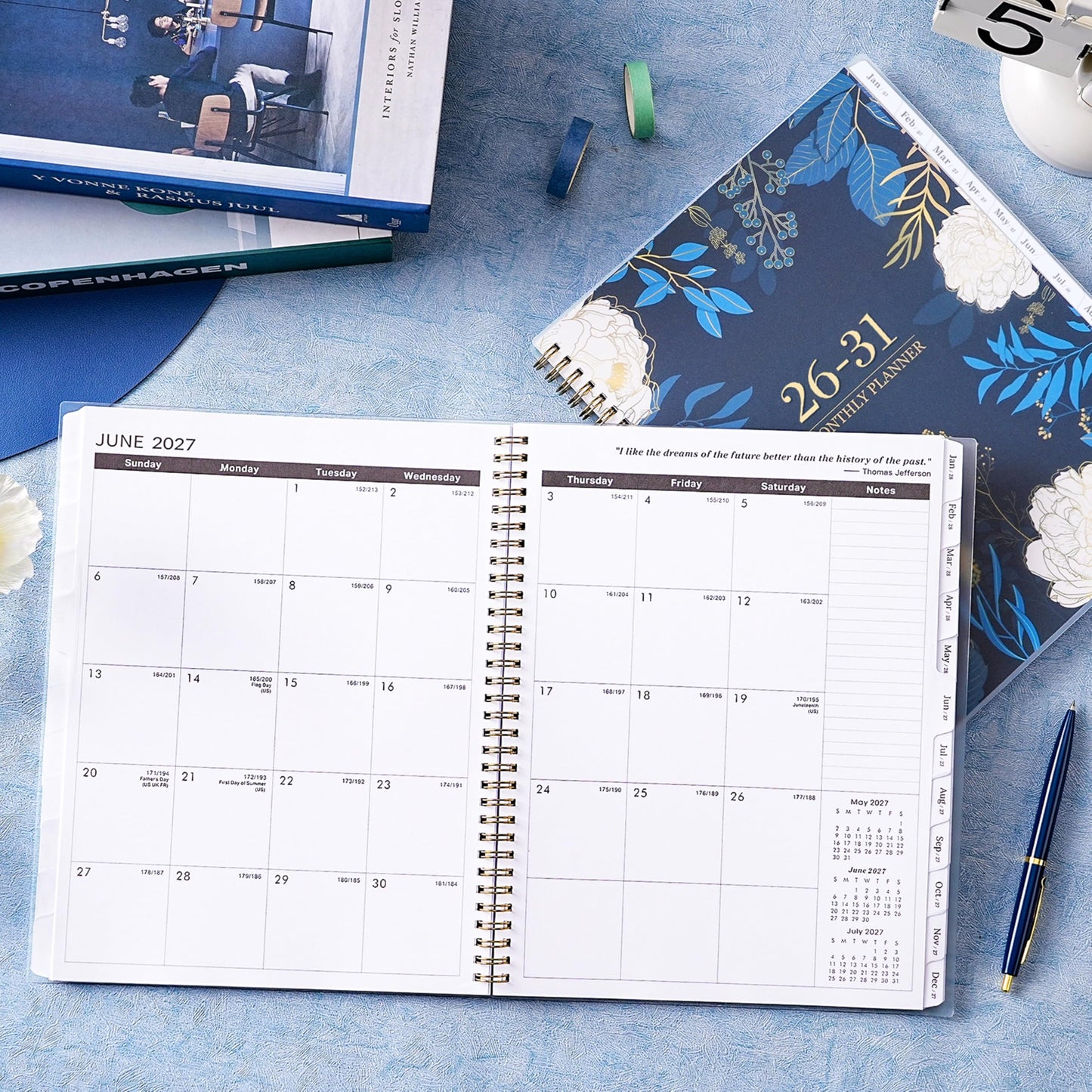 2026-2031 Monthly Planner - 5 Year Planner/Calendar 2026-2031, 11" x 9", 2026 Calendar Planner, Jul 2026 - Jun 2031, Tabs, Back Pocket, Holidays, Twin-Wire Binding, Note Pages