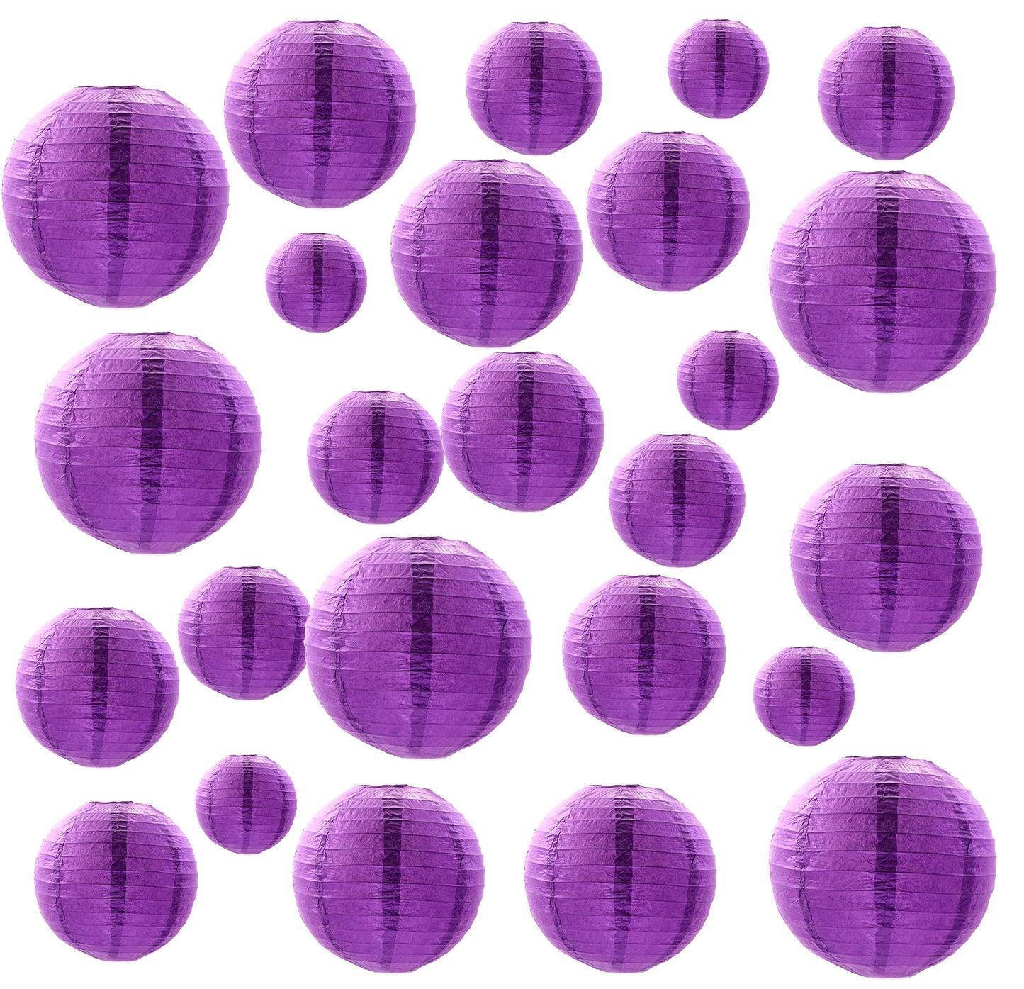 25 Pack Paper Lanterns, Sizes of 4", 6", 8", 10", 12", Hanging Lanterns Decorations Ball Lanterns for Home Decoration, Birthday Party and Wedding Decorations (Purple)