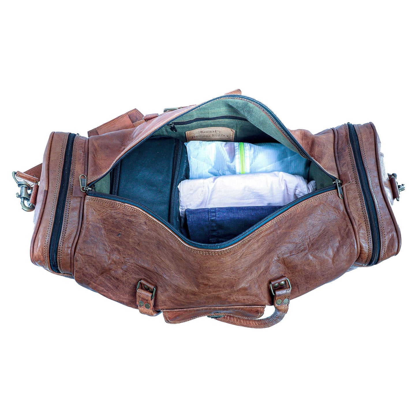 21 Inch Vintage Leather Duffel Travel Gym Sports Overnight Weekend Duffle Bags for men and women