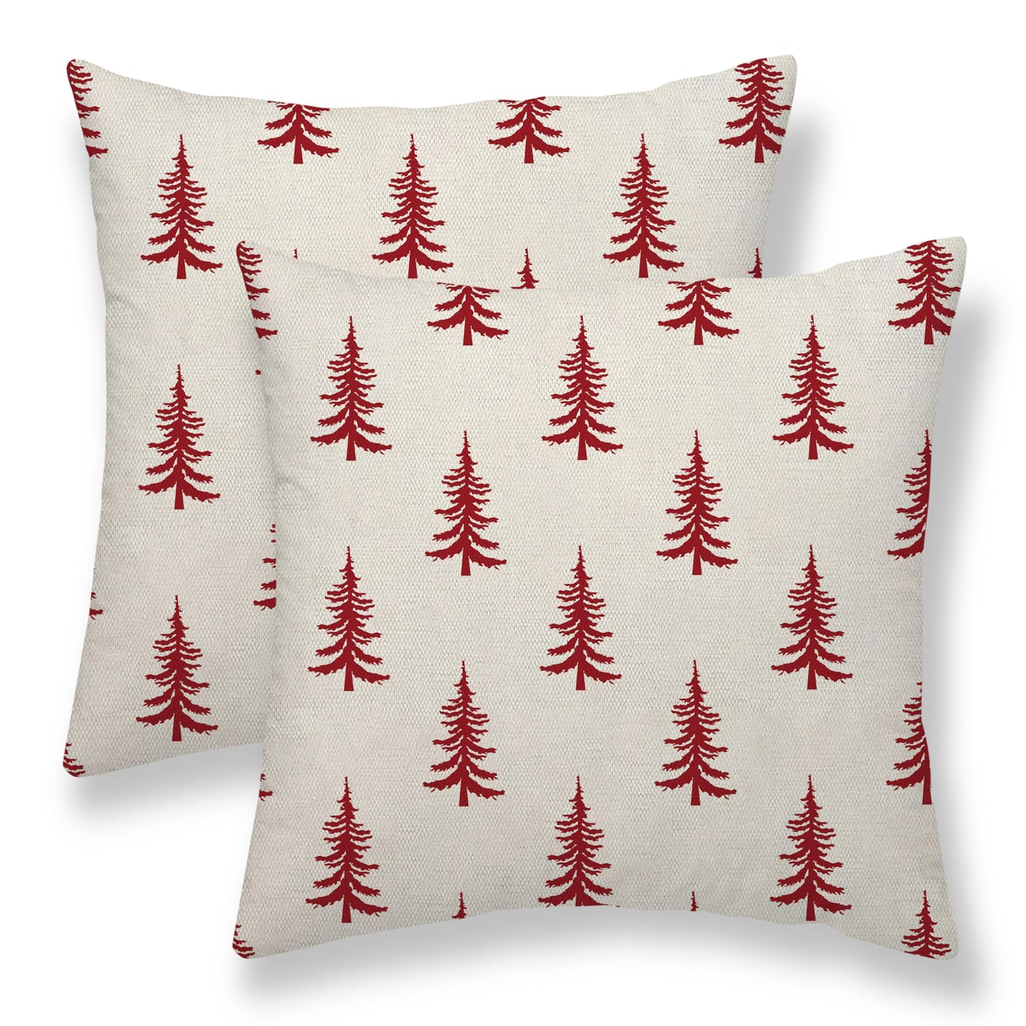 Sunshineyan Christmas Pillow Covers 22 x 22 Inch Set of 2, White Red Chirstmas Tree Decorations Throw Pillow Covers Outdoor Winter Holiday Farmhouse Xmas Cushion Case Linen Square for Home Couch Sofa