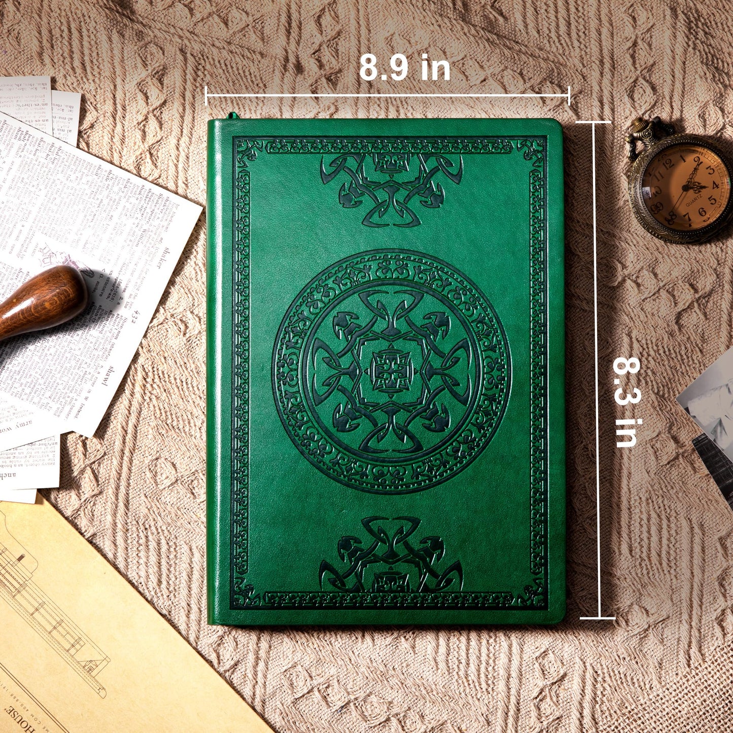 CAGIE Lined Journal for Men Soft Cover Notebook Leather Journals for Writing, 180 Lay Flat Vintage Mens Journal Personal Diary, 5.7'' X 8.3'', Dark Green