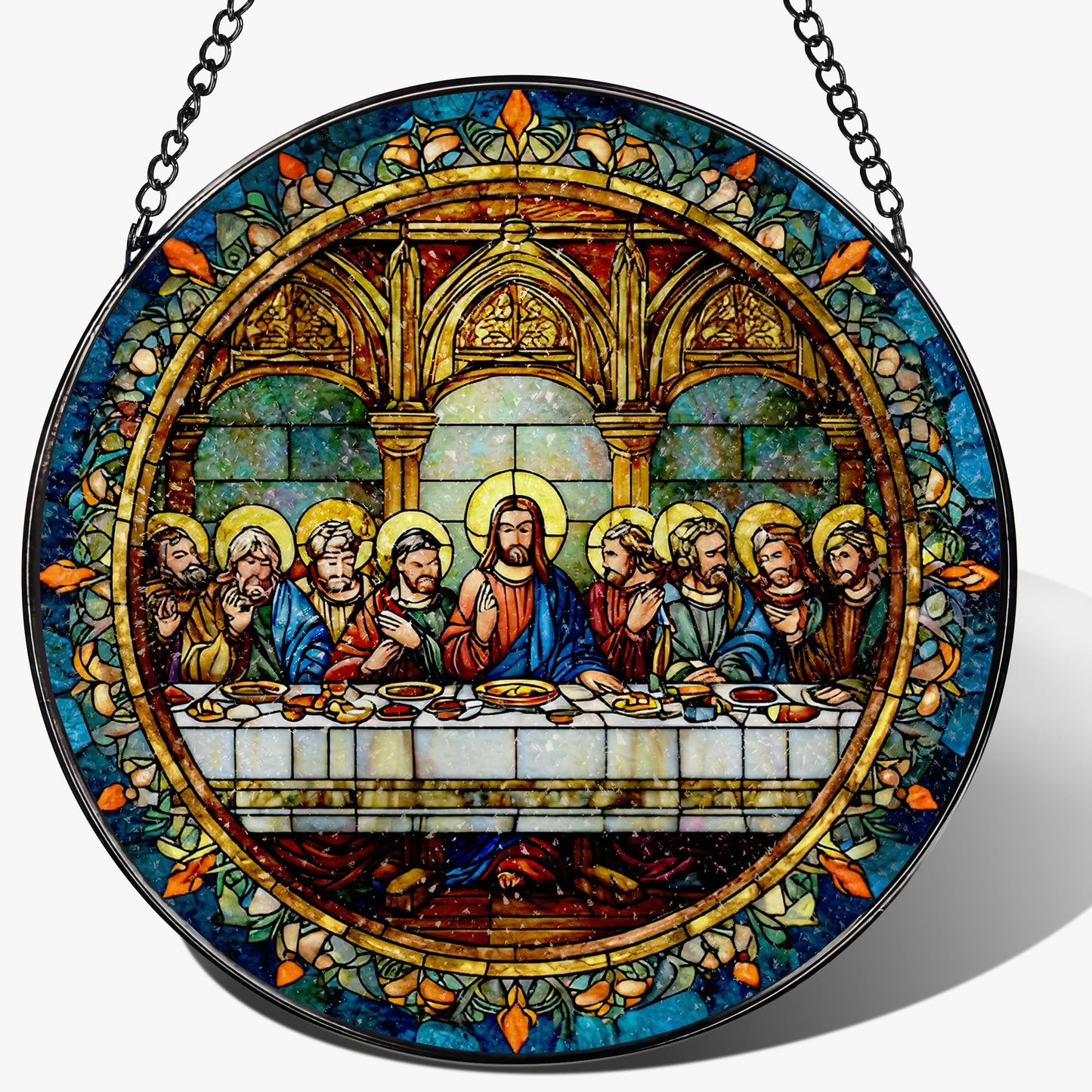 8-Inch The Last Supper Suncatcher Ornament, Stained Glass Window Hanging & Christmas Ornament, Christian Religious Window Decor — Gifts for Christmas & Holidays, Christian Gift, Religious Gift