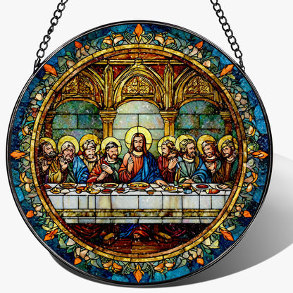 8-Inch The Last Supper Suncatcher Ornament, Stained Glass Window Hanging & Christmas Ornament, Christian Religious Window Decor — Gifts for Christmas & Holidays, Christian Gift, Religious Gift
