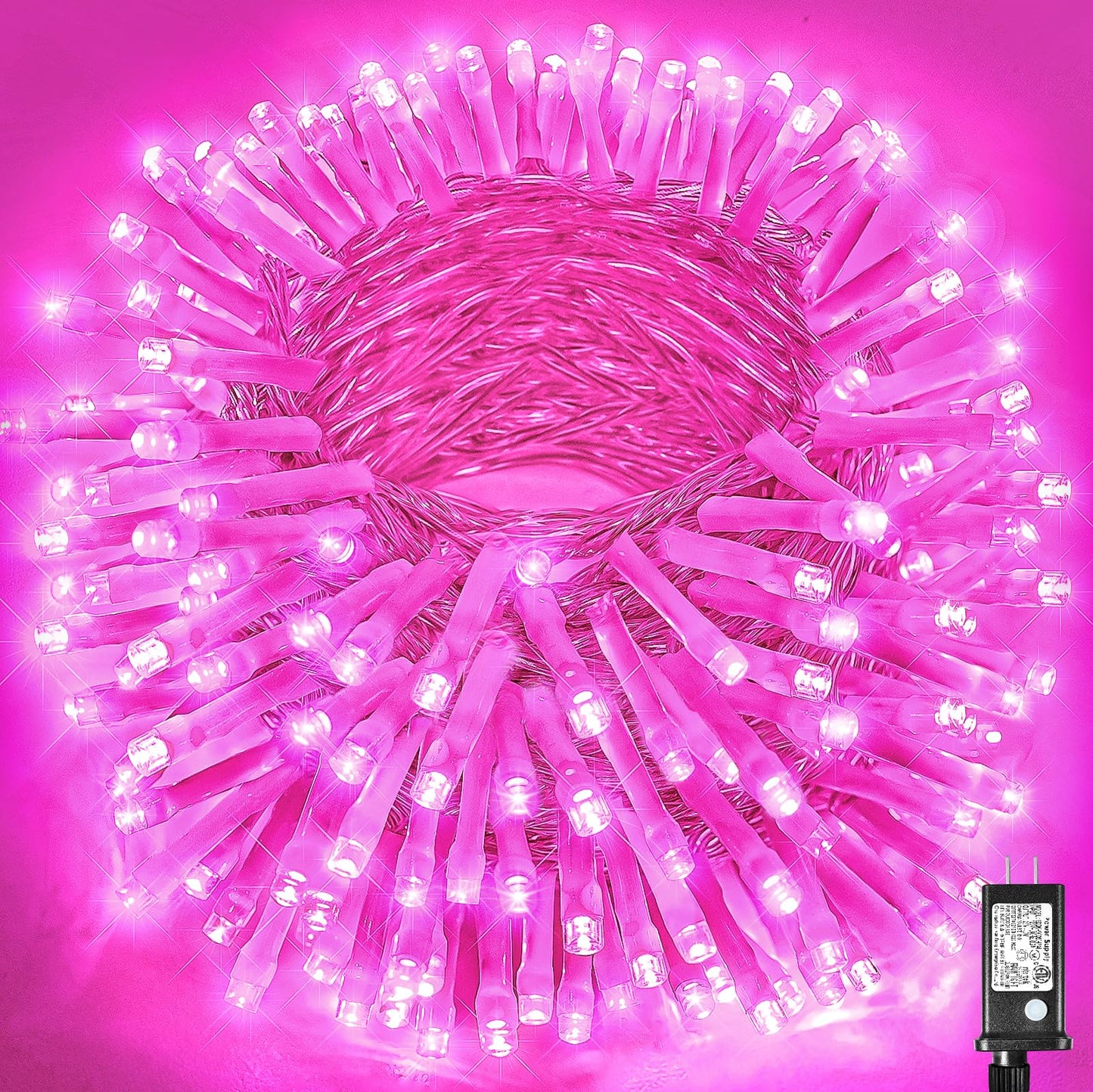 300 LED Pink String Lights Indoor Valentines Day Decorations, 100 FT Valentines Day Lights Waterproof with 8 Modes, Clear Wire Pink Fairy Lights Plug in for Valentine Day Wedding Party Bedroom Decor