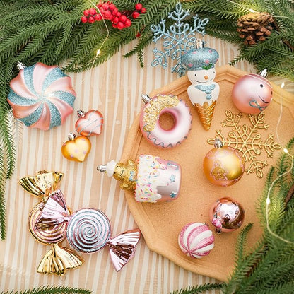 SHareconn 86pcs Christmas Tree Balls Ornaments, Shatterproof Plastic Decorative Baubles for Christmas Tree Decorations, Holiday Wedding Party Decoration, Festive Ornaments, Macaron