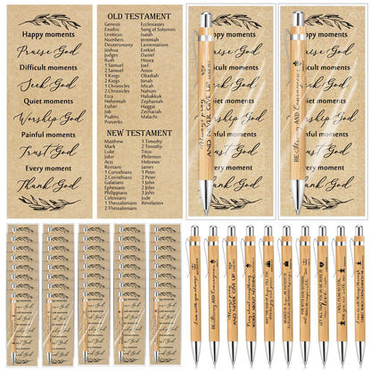Spakon 100 Sets Fathers Day Gifts for Church Christian Pens Bulk Bible Verse Pen Religious Double Sided Emergency Numbers Bookmark for Men Women Sunday School