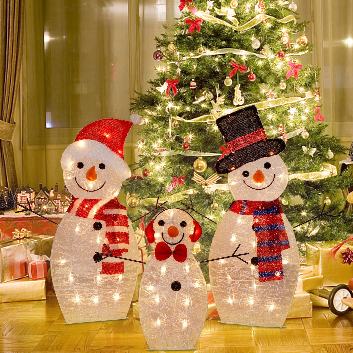 ATDAWN Light Up Snowman, hristmas Yard Decoration, 60 LEDs Lighted Snowman Christmas Decoration, Indoor Outdoor Lighted Snowman for Christmas Holiday Lighted Yard Display