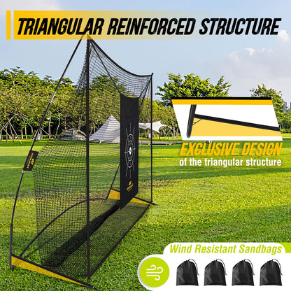 PodiuMax Golf Net, 10x7ft Golf Practice Net with Noise Reduce Silk Target Driving Real Balls, Hitting Nets for Backyard Garage, Improve Chipping Putting Pitching,Gift for Men & Golfers