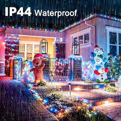 197FT 600 LED Christmas Lights Outdoor, Christmas Tree Lights Plug in, 8 Modes Twinkle String Light for Outside Bedroom Wedding Party Ceiling Xmas Home Decorations (Multicolored)