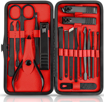 Utopia Care Nail Clippers Professional Nail Kit or Manicure Kit for Women and Men, Stocking Stuffers or Groomsmen Gifts 16Pcs Pedicure Set for Fingernail, Toenail Clippers with Travel Case