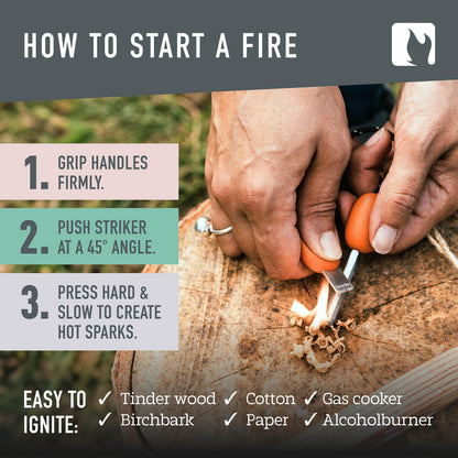Light My Fire Fire Steel Scout - Magnesium Fire Starter Kit, 3000 Strikes, Waterproof, Bushcraft Gear, Emergency Survival Tool with Whistle & Cord