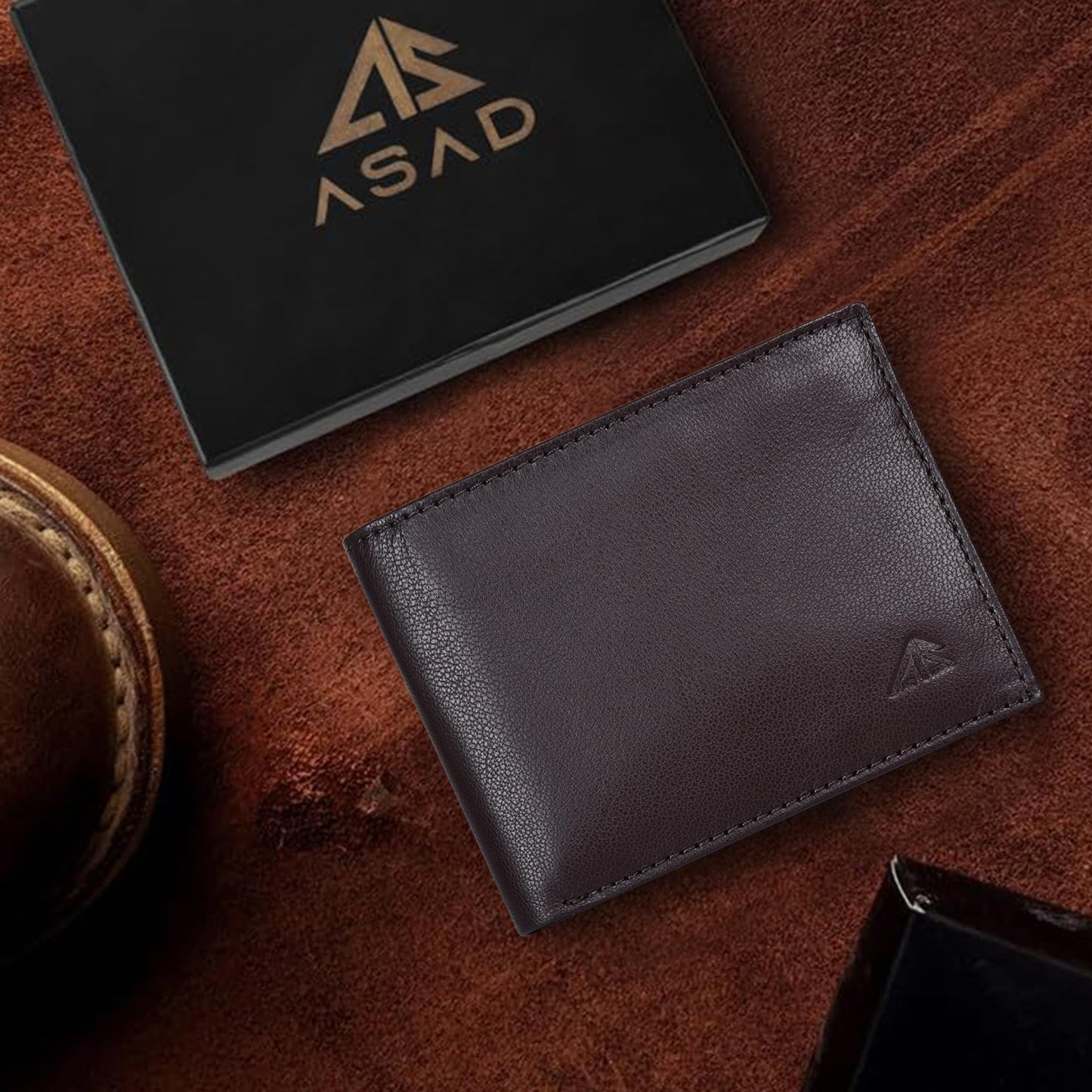 ASAD Leather Bifold Wallets For Men with 2 Note Compartment, 6 Card Slots, 2 Slip Pocket & 1 ID Slot, Genuine Leather Bifold Wallet for Men, RFID Blocking, Slim Wallet | Brown