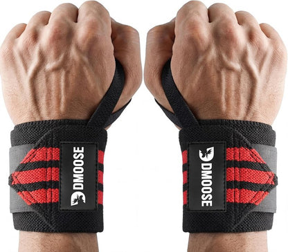 DMoose Fitness Wrist Wraps - Heavy Duty Weightlifting Support Straps | 18" with Thumb Loop for Pain Relief
