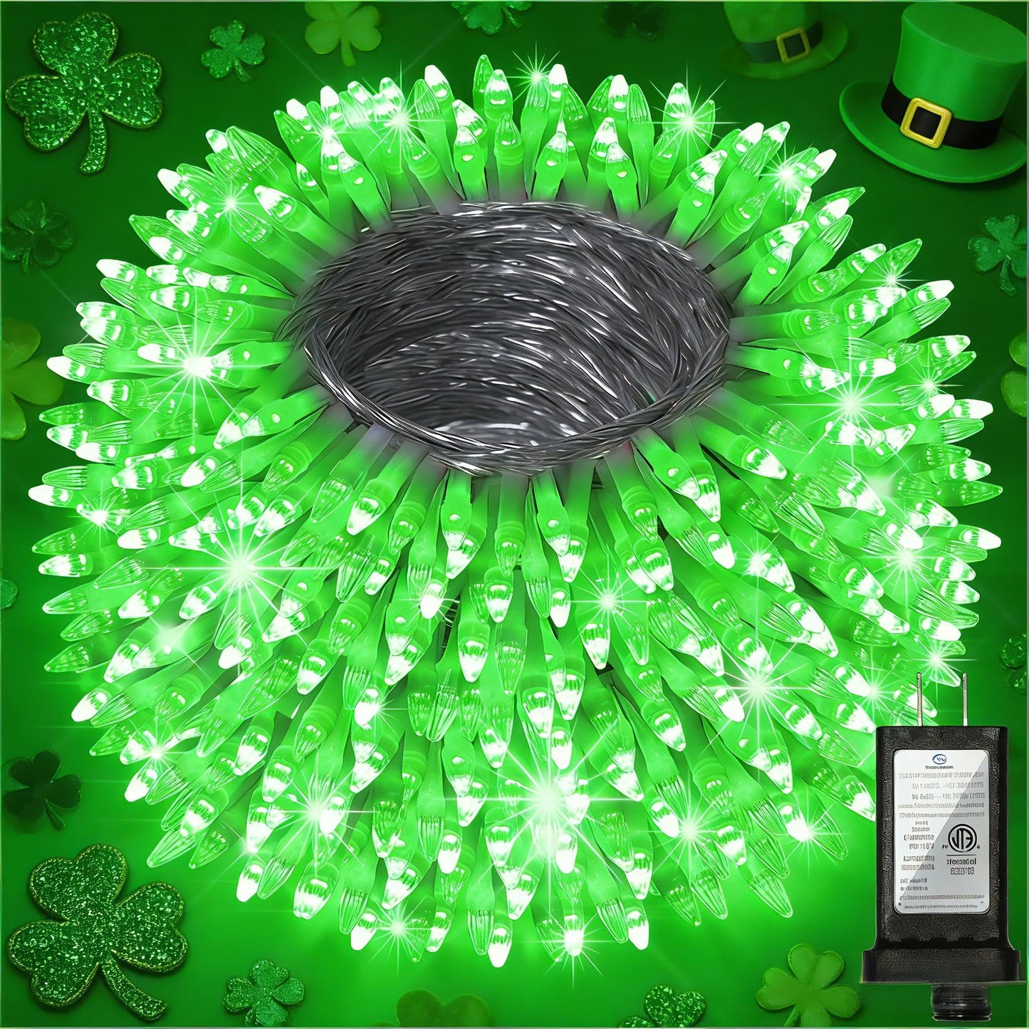 750 LED Christmas String Lights Outdoor, 240FT Twinkle Fairy Lights with Timer & Memory, 12 Modes Dimmable Waterproof St Patricks Day Decorations for House Patio Wedding Party Christmas, Green