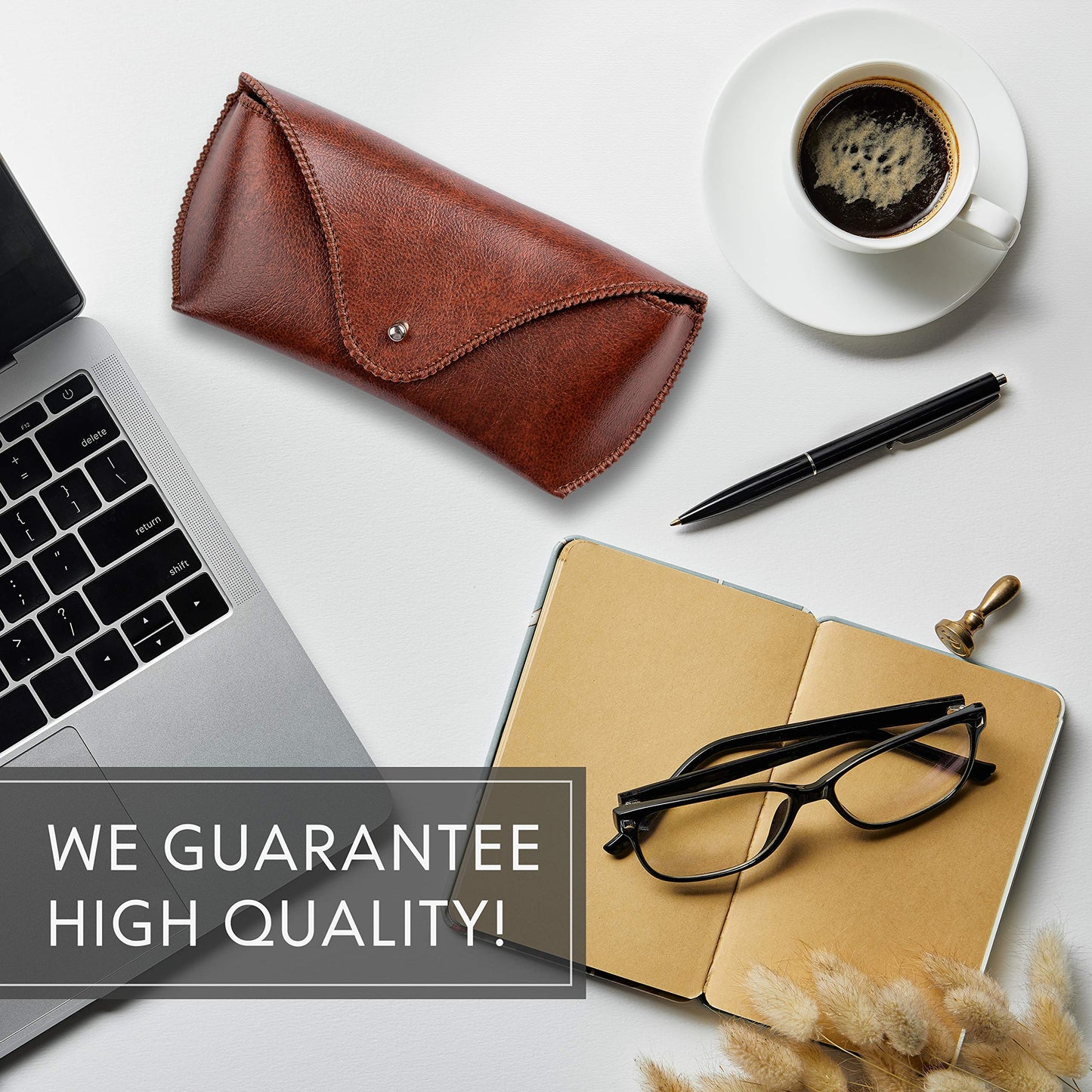 PU Leather Sunglass Case, Soft Premium Sunglasses Case Pouch Brown, Medium Big Glasses Holder For Men and Women