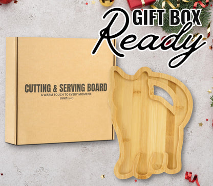 Cat Charcuterie Board,Cat Gifts for Women/Men, Cat Decor 11.81 * 8.66 * 0.78 inches Cheeses Charcuterie Wood Cutting/Serving Board Set with 4 Matching Spreaders for Housewarming Thanksgiving Christmas