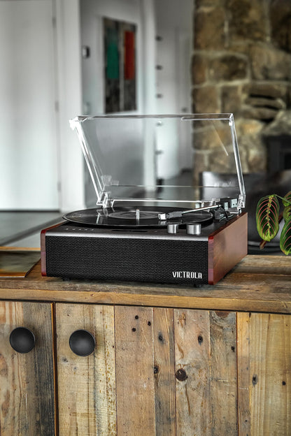 Victrola Eastwood Signature – Bluetooth Record Player – 3-Speed Turntable, Built-in Speakers, Premium MM Cartridge, Vinyl Stream for Wireless Streaming, Removable Dust Cover, (Espresso)