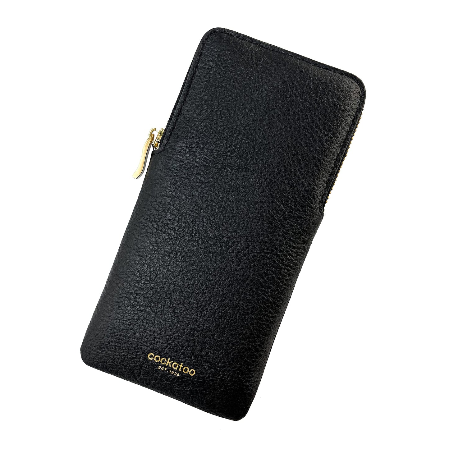 Cockatoo Sunglasses Leather Soft Case Zipper Eyeglass Pouch for Women Men (BLACK)