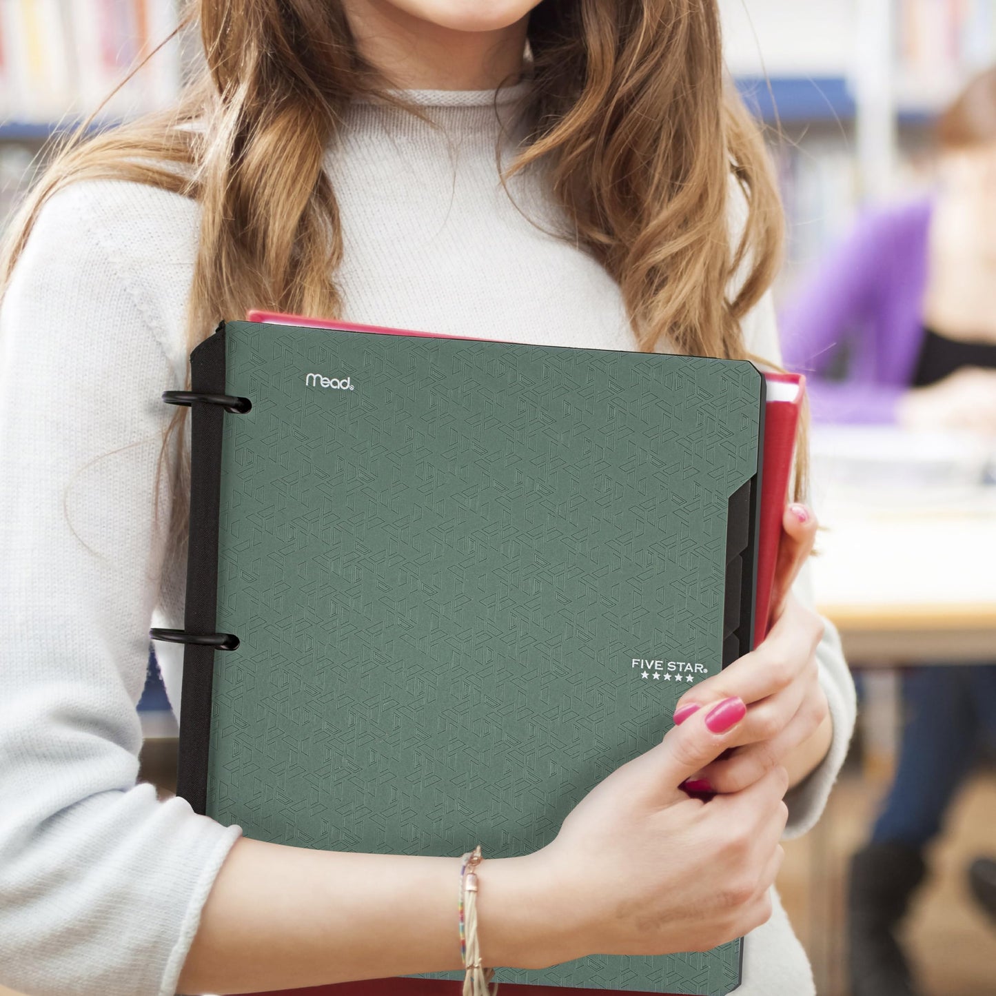 Five Star Flex Refillable Notebook + Study App, College Ruled Paper and 1 Inch TechLock Ring Binder with Pockets, Tabs and Dividers, 200 Sheet Capacity, Seaglass Green (293280AQ8)