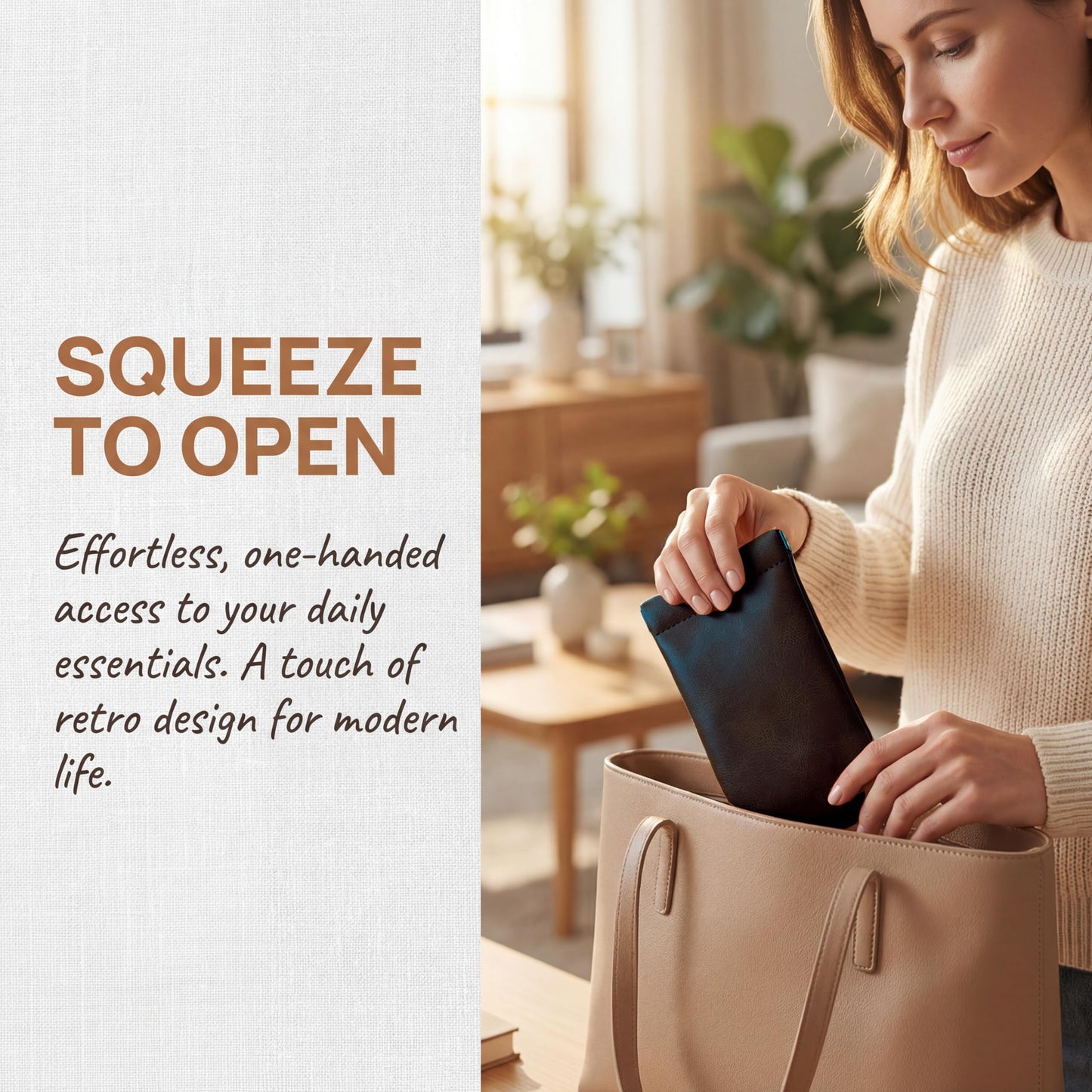 MOCICIGO 4PCS Snap Closure Organizer Pouch,Pu Leather Small Pouches for Purse Mini Cosmetic Bags for Travel Waterproof Makeup Women Purse Pouch Three Sizes Coin Purse Organizer Storage Pouch(Brown)