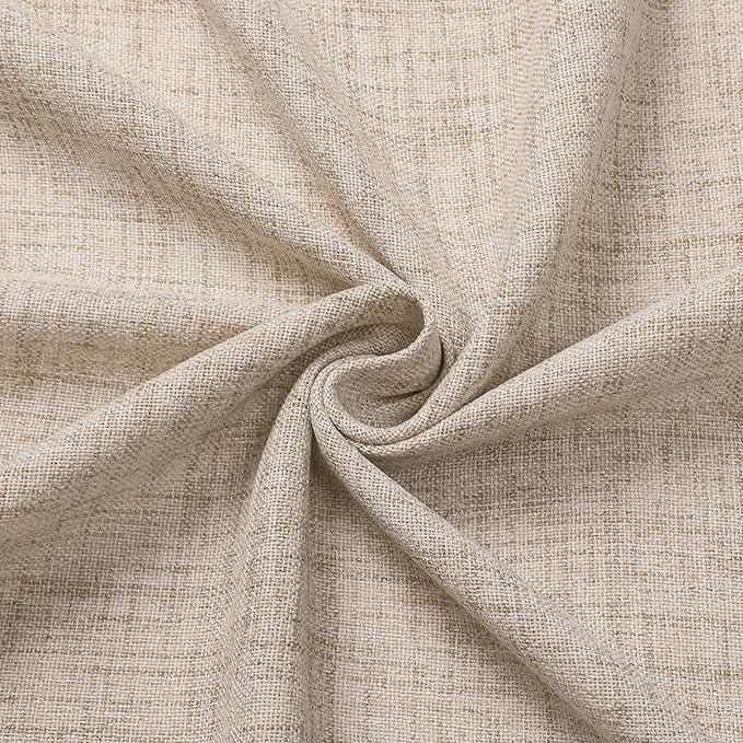 Tollpiz Linen Curtains Living Room Rod Pocket Semi Sheer Curtain Burlap Light Filtering Thick Linen Drapes for Bedroom, 54 x 95 inches Long, Natural, Set of 2 Panels
