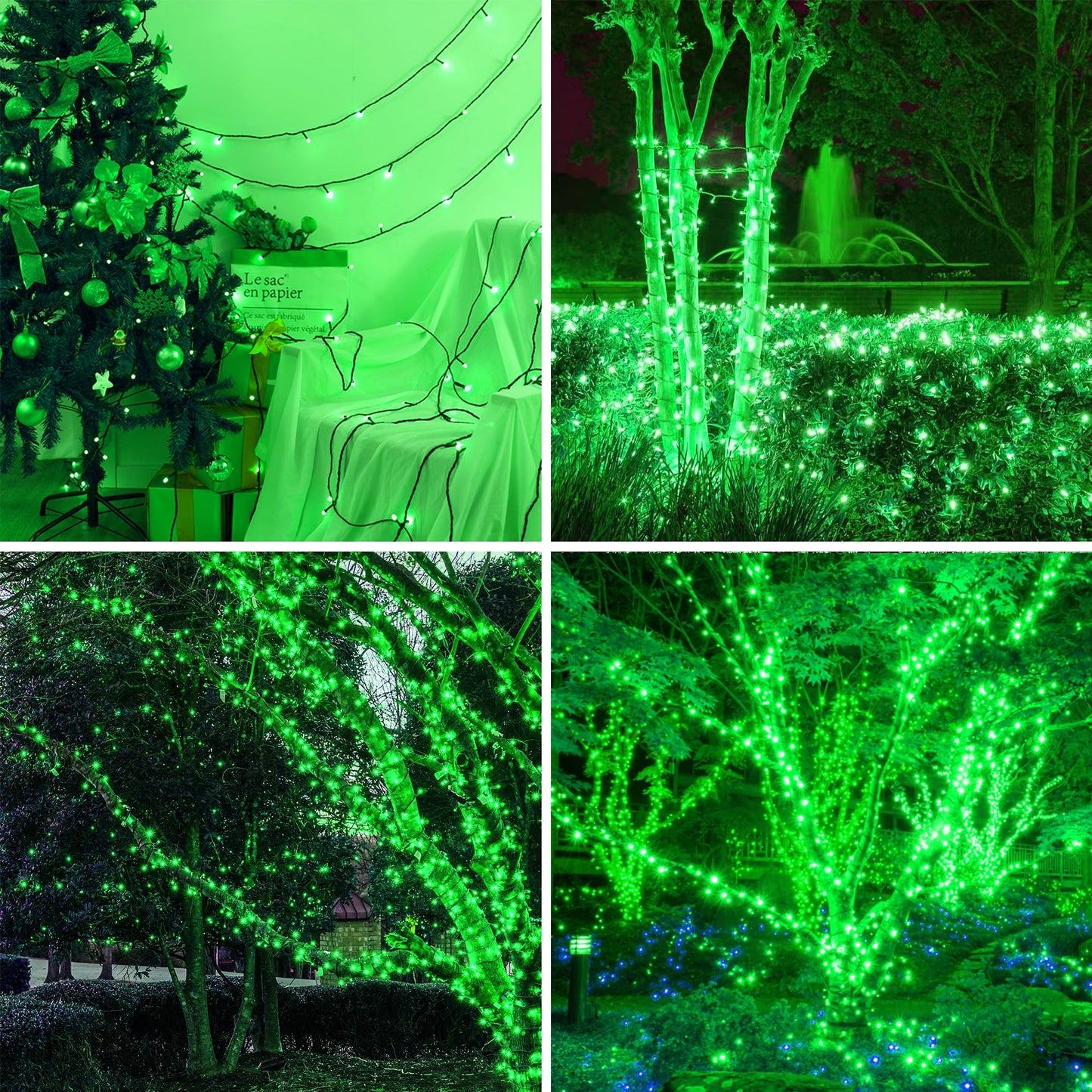 kemooie 500 LED Green St. Patrick's Day Lights, 164 FT Waterproof Fairy String Lights with 8 Modes & Memory Function, Plug in Outdoor String Light for Xmas Garden Balcony St. Patrick's Day Decor