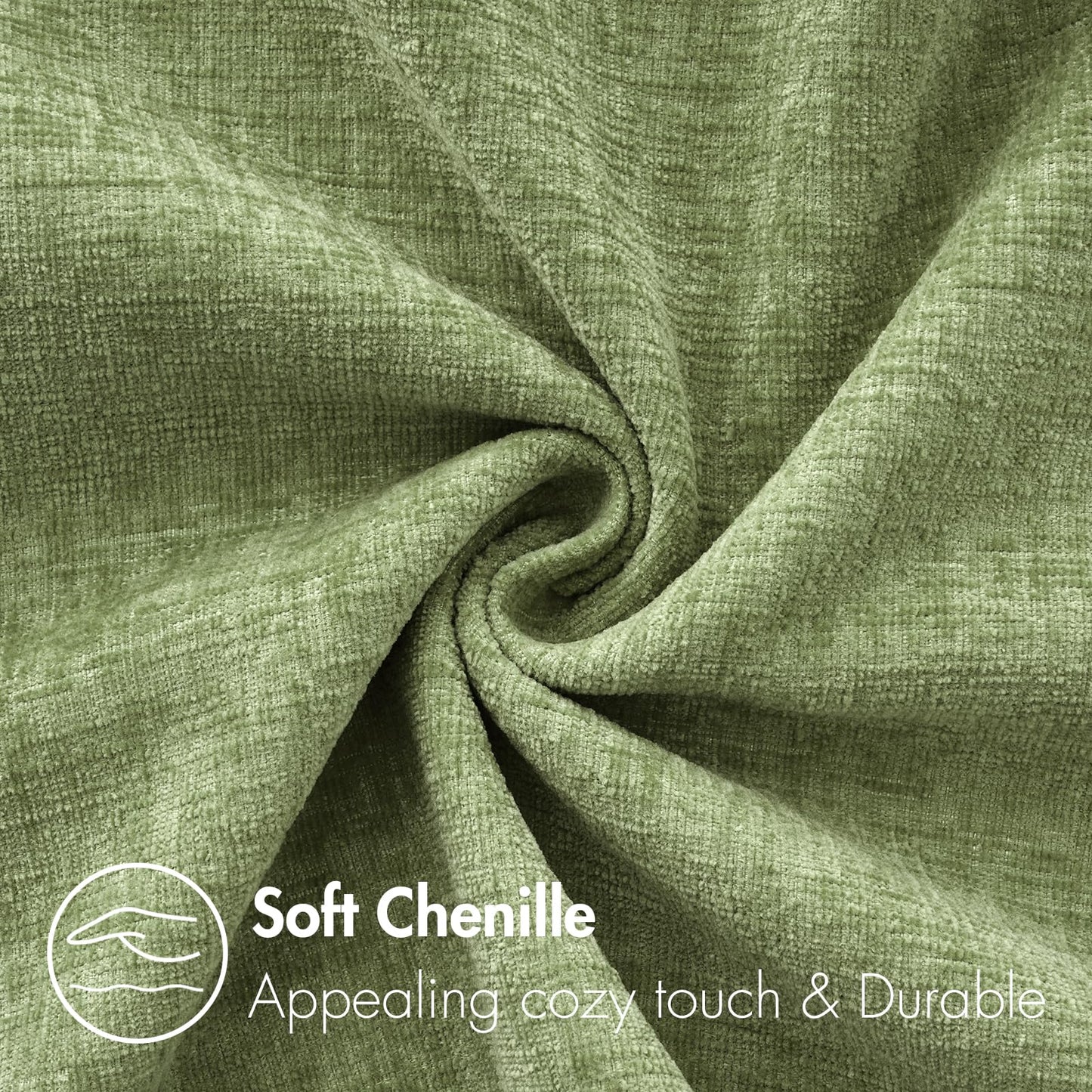 MIULEE Pack of 2 Couch Throw Pillow Covers 12x20 Inch Spring Soft Sage Green Chenille Lumbar Pillow Covers for Sofa Living Room Solid Dyed Cases