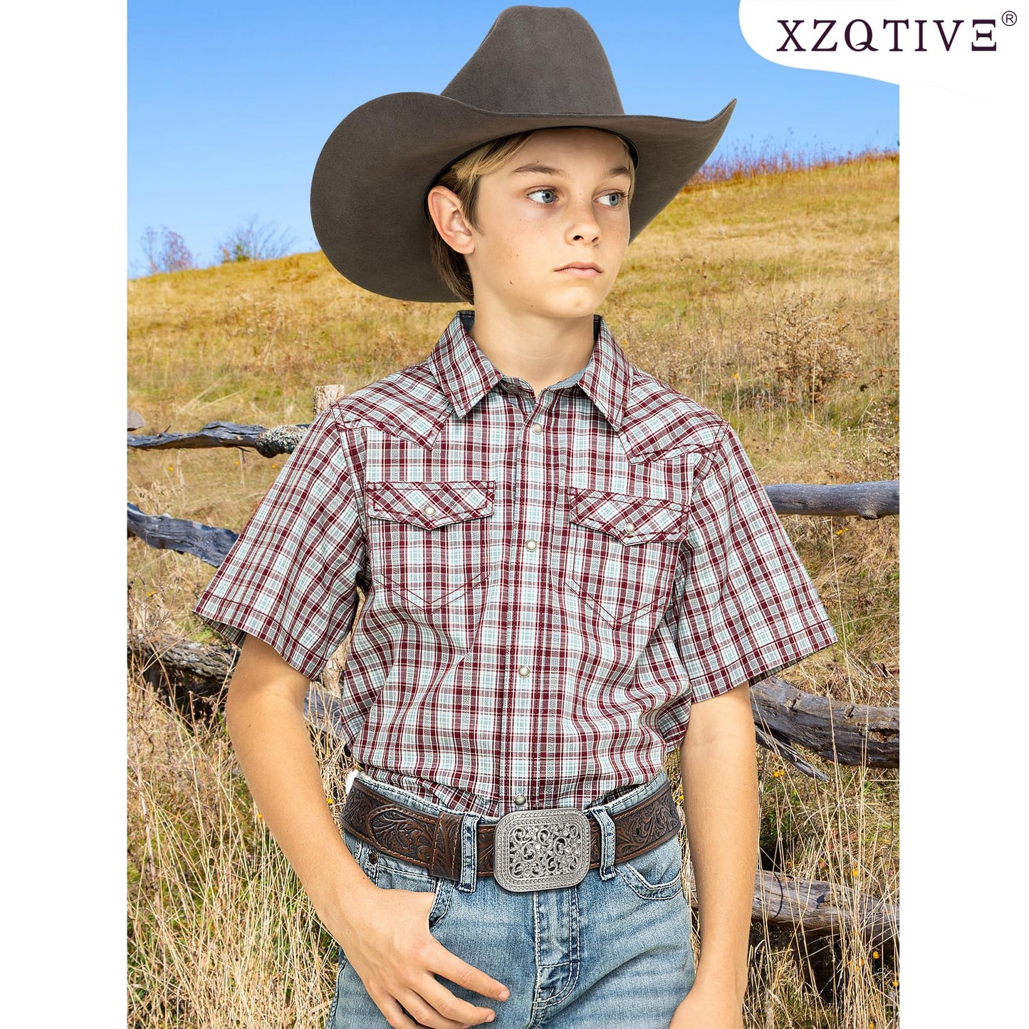 XZQTIVE Genuine Leather Belts for Boys Girls Vintage Kids Western Cowboy Cowgirl Belts Engraved Tooled Leather Belts,coffee
