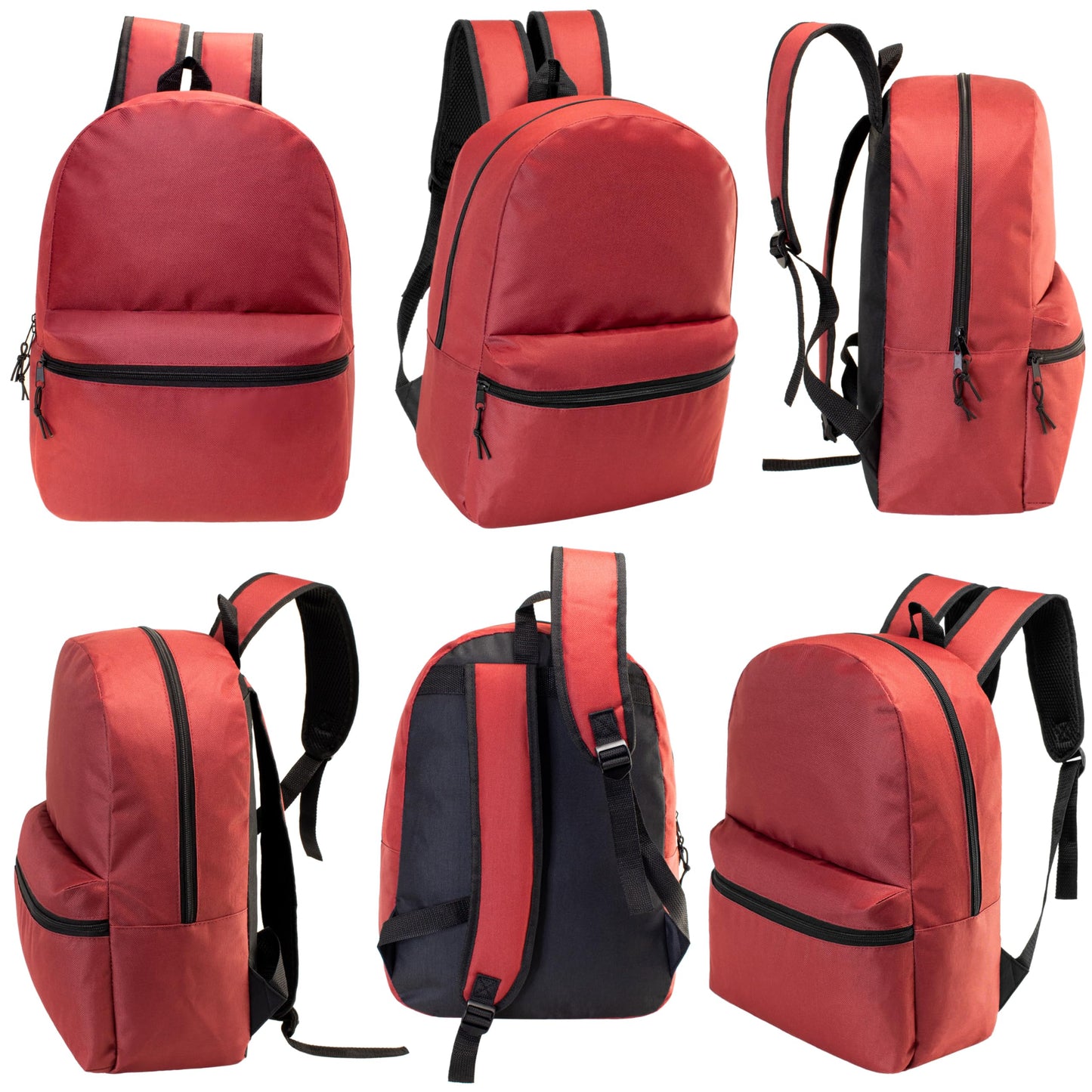 Moda West 17 Inch Bulk Backpacks with 34 Piece School Supplies Kits - Pens, Pencils, Crayons - Case of 12 Wholesale Backpacks in 12 Assorted Colors