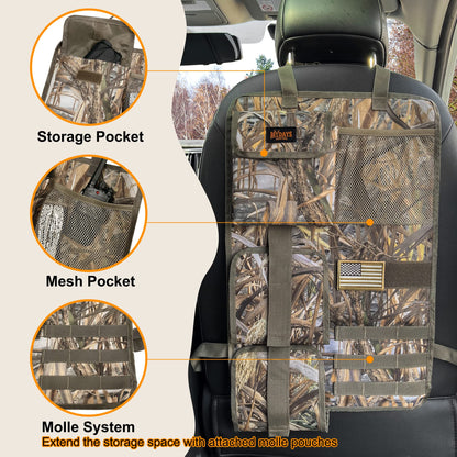 MYDAYS 2 Pack Tactical Seat Back & Front Seat Gun Organizer with Molle Panel Vehicle Gun Holders for Hunting Rifles & Shotguns (Camo)