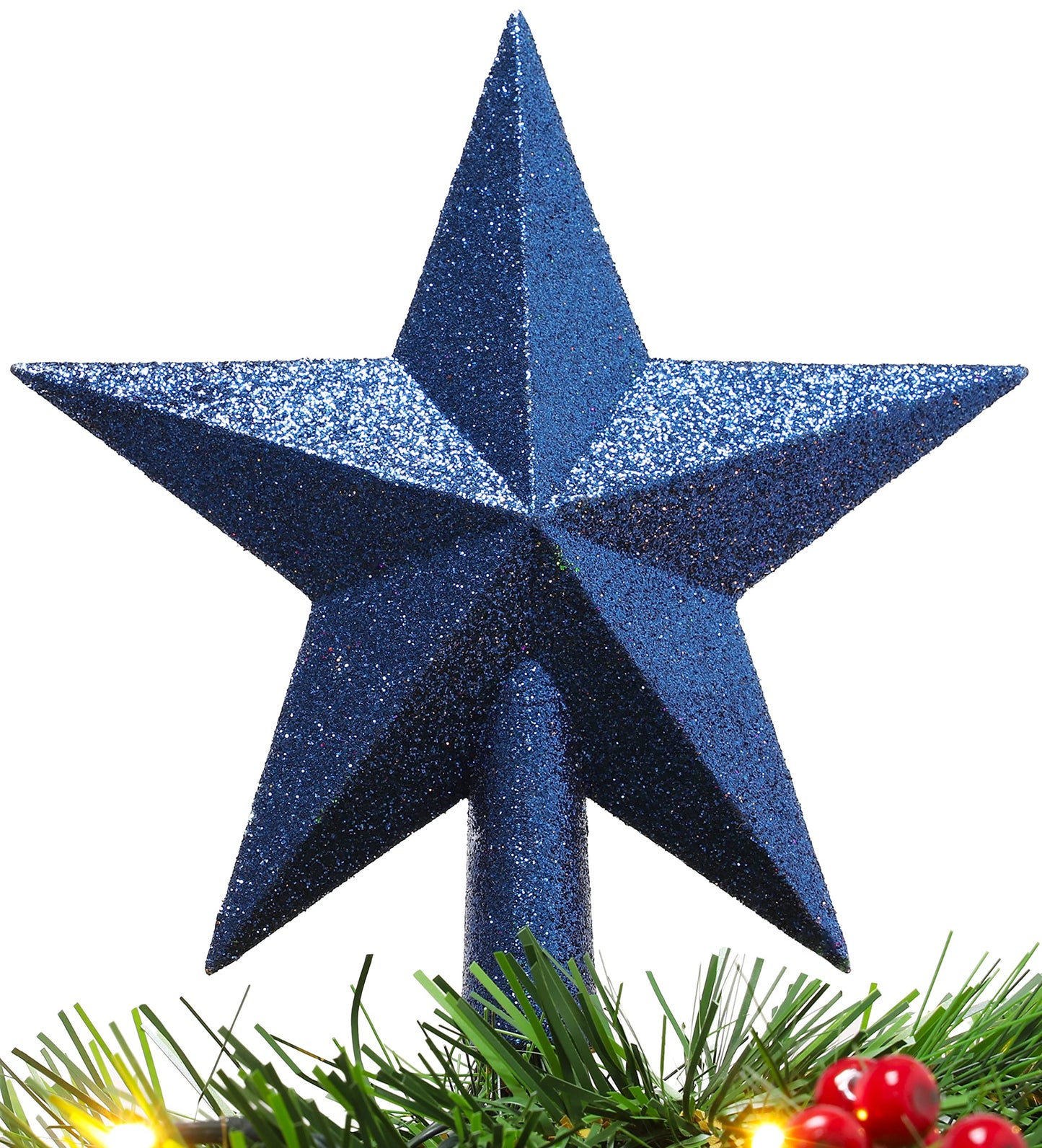 Christmas Concepts® 20cm Glitter Tree Top Star Decoration – Christmas Tree Topper/Ornament (Midnight Blue)