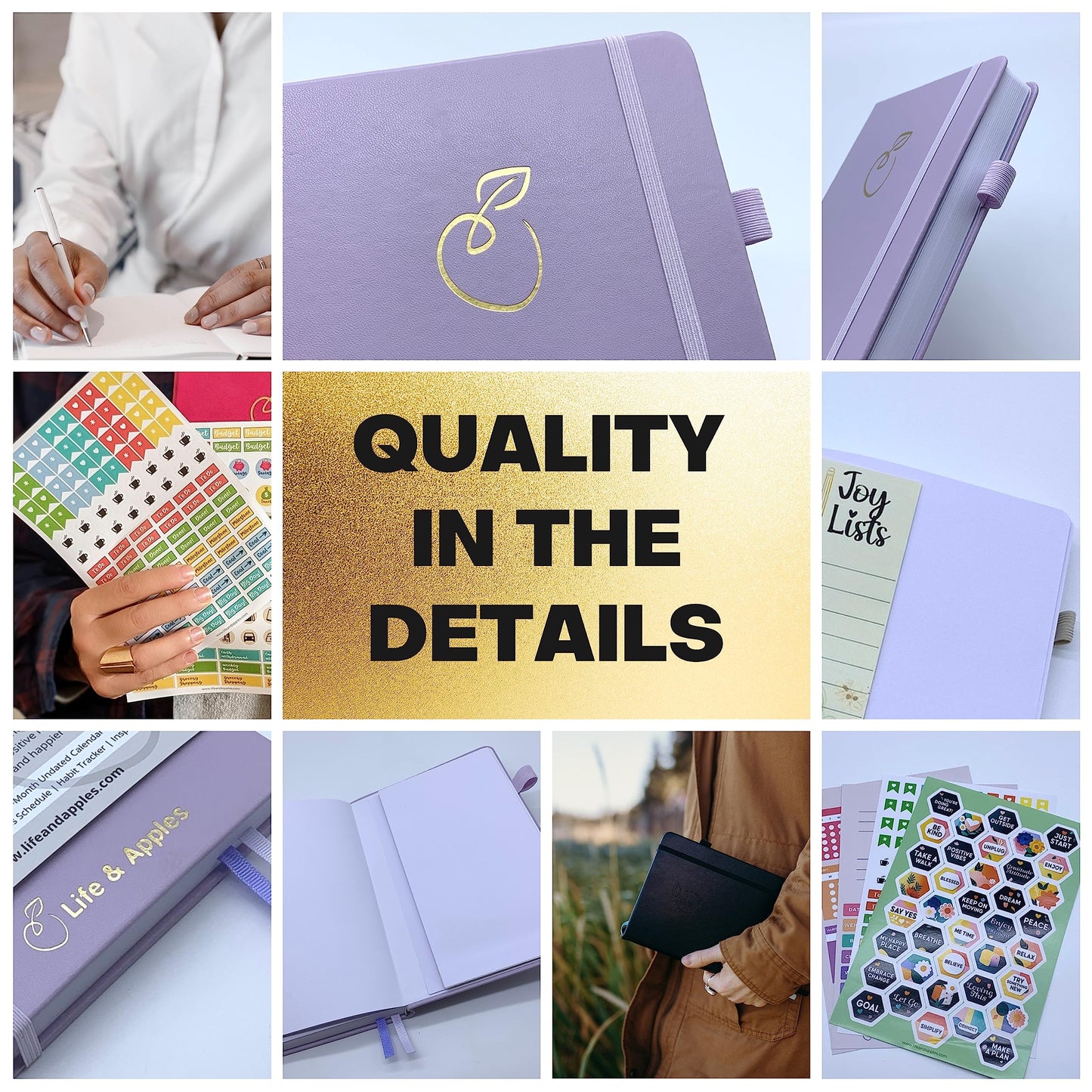 Life & Apples Daily Wellness Journal - Guided Journal & Planner for Wellbeing, Gratitude & Healthy Routines | Food & Fitness Journal, Habit Tracker, Weight Loss Diary | Undated A5 Lavender