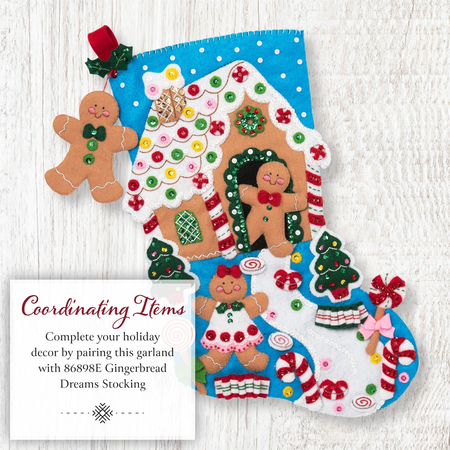 Bucilla Felt Garland Making Kit, Gingerbread Treats, Perfect for DIY Arts and Crafts Projects