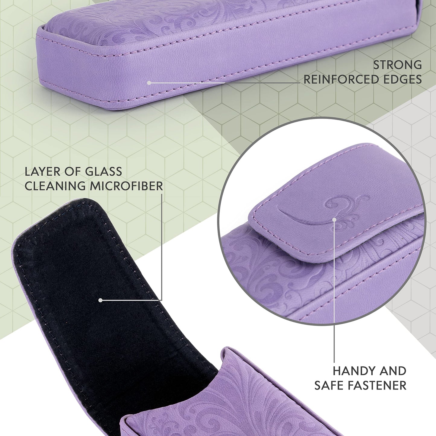 Generic Violet Hard Eyeglass Case, Minimalist PU Leather Glasses Holder, Small Case For Eyeglass, Reading Glasses Case
