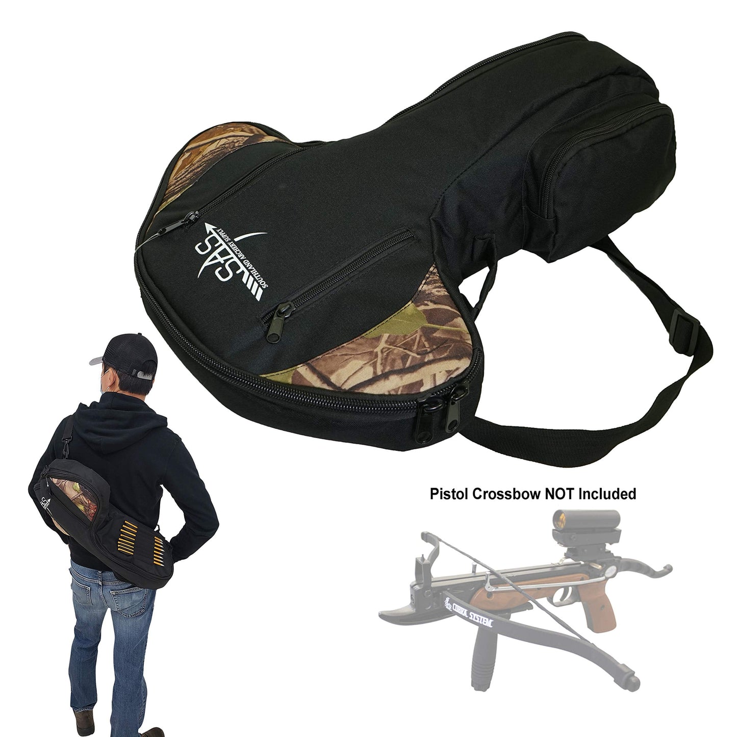 SAS Pistol Crossbow Bag with Shoulder Strap Arrow Holder Camo Padded for Prophecy Cobra Snake Zombie Mini Portable Handheld Crossbow