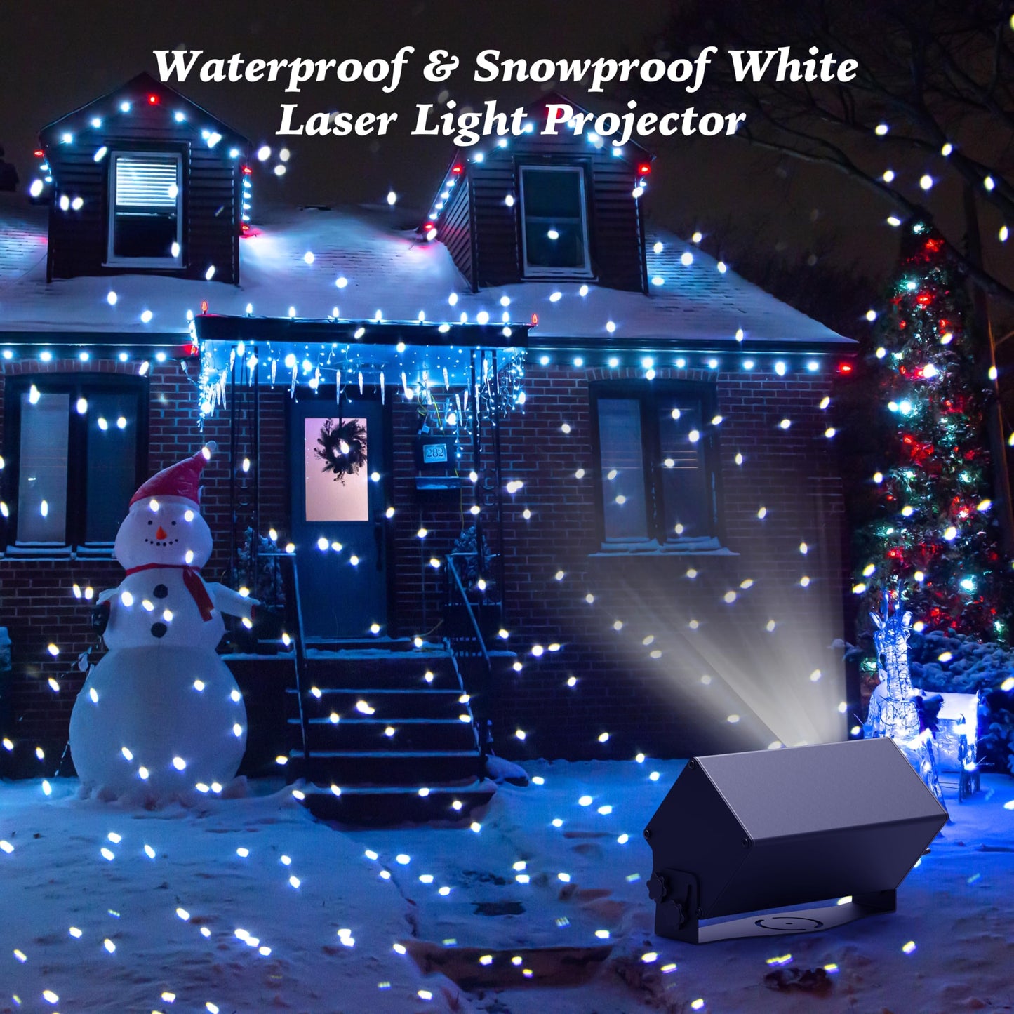 AIRIVO Outdoor Laser Lights Projector, White Laser Fairy Lights Projector, Christmas Snowflake Projector 3 Lighting Modes with Remote Control,Holiday Halloween Decor for Home,Garden, Trees,White Laser