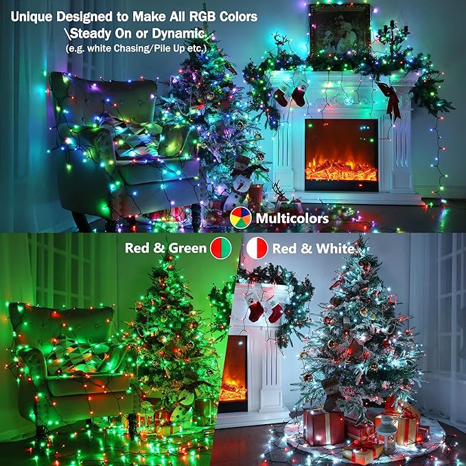 BrizLabs RGB Christmas Lights, 33FT 100 LED Color Changing String Lights with Remote, Dimmable Mini Xmas Light, USB Decorative Light String for Xmas Halloween Mardi Gras Tree Holidays Party Decor