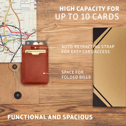 Vaultskin CHELSEA Mens RFID Blocking Slim Leather Card Wallet - Minimalist Front Pocket Cardholder in Cognac