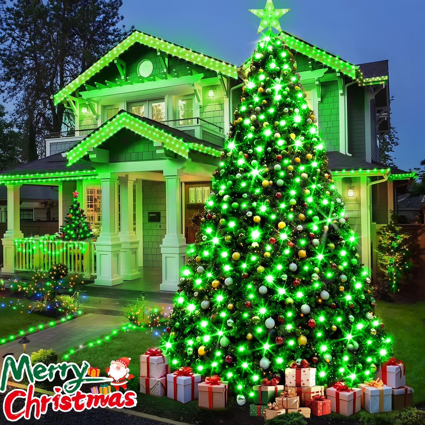 KNONEW 403ft 1000 LED Christmas String Lights Outdoor 8 Modes & Timer Fairy Light Plug in Waterproof LED Wedding Lights for Xmas Yard Tree Party Holiday Decor (Green)