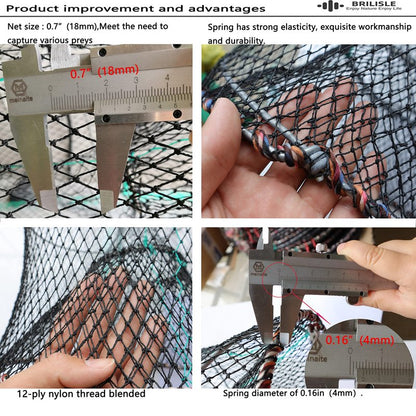 BRILISLE 2PCS or 1PCS Crab Trap, Fish Minnow Lobster Pot net Traps Crab Snare; Crawfish Catfish Shrimp Bait Trap;Crabbing Equipment Blue Crabs Lobster Portable Collapsible