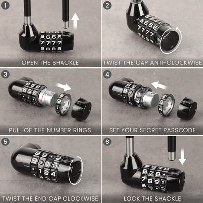 Kurtzy Combination Long Shackle Padlock - Long Gate Lock for Outdoor Fence/Gate with Resettable Code - Weatherproof Padlock for Door, Bicycles & Sheds